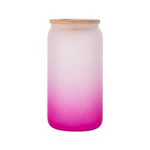 20oz Сублимационна стъклена чаша с бамбуков капак Топлопренасящ печат Бутилки за вода Чаша за пиене с градиент на цвета