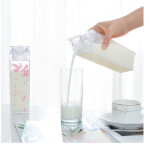 Bpa-vrij 500 ml 1000 ml vierkante plastic flessen eco acryl melkpak waterfles voor buitensporten drinken
