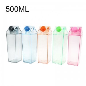 BPA Free 500ml 1000ml Square Plastic Bottles Eco Acrylic Milk Carton Water Bottle for Outside Sports Drinking