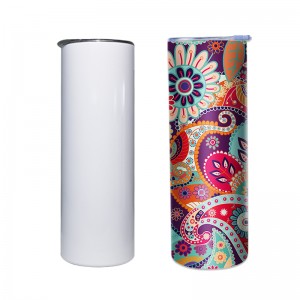 DIY Straight White White Blank Sublimation Mug 20oz Stainless Steel Tumbler with Straw and Lid for Sublimation