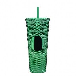 Skladište u SAD-u brza dostava BPA Besplatne plastične čaše s dvostrukim zidom za višekratnu upotrebu od 24 oz.