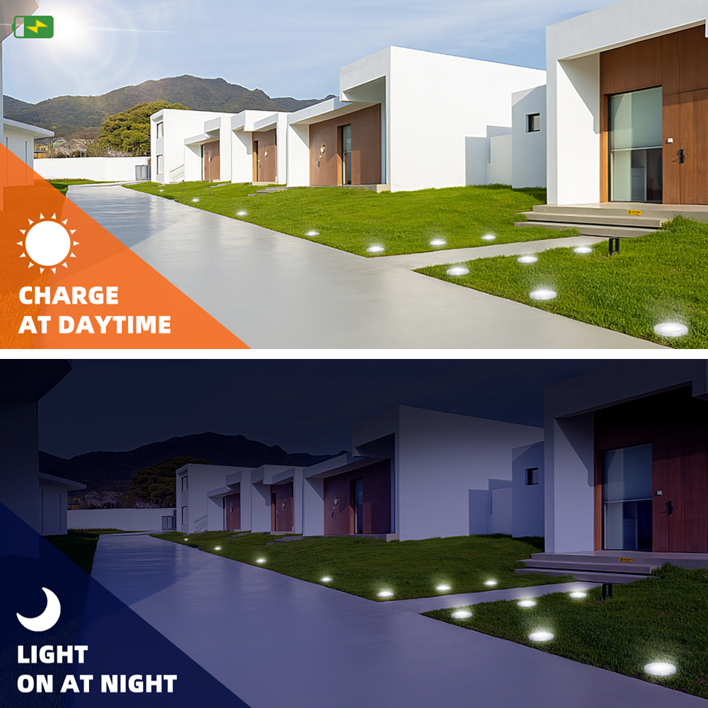 GL1002 8 luces LED solares de terra actualizadas al aire libre impermeable iluminación de caminos de paisaje Imaxe destacada