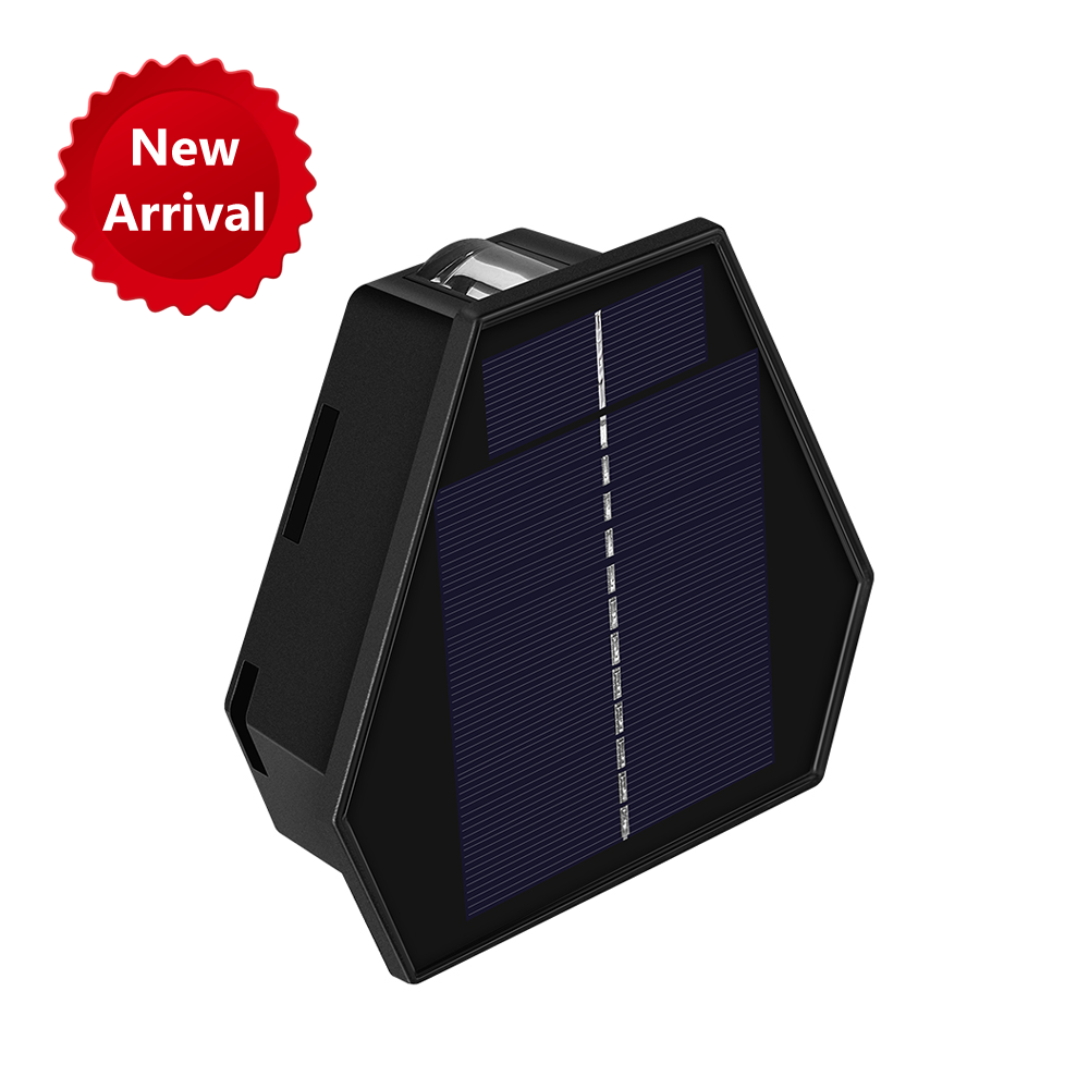 WL1011-1 Aplique de parede con enerxía solar para exteriores e abaixo, de cor negra moderna