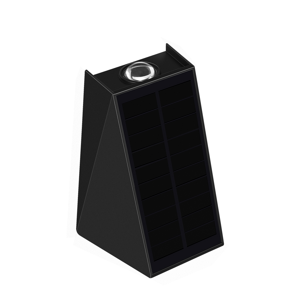 WL1011-1 Đèn treo tường màu đen hiện đại Góc chùm bên ngoài có thể điều chỉnh lên và xuống Đèn tường năng lượng mặt trời