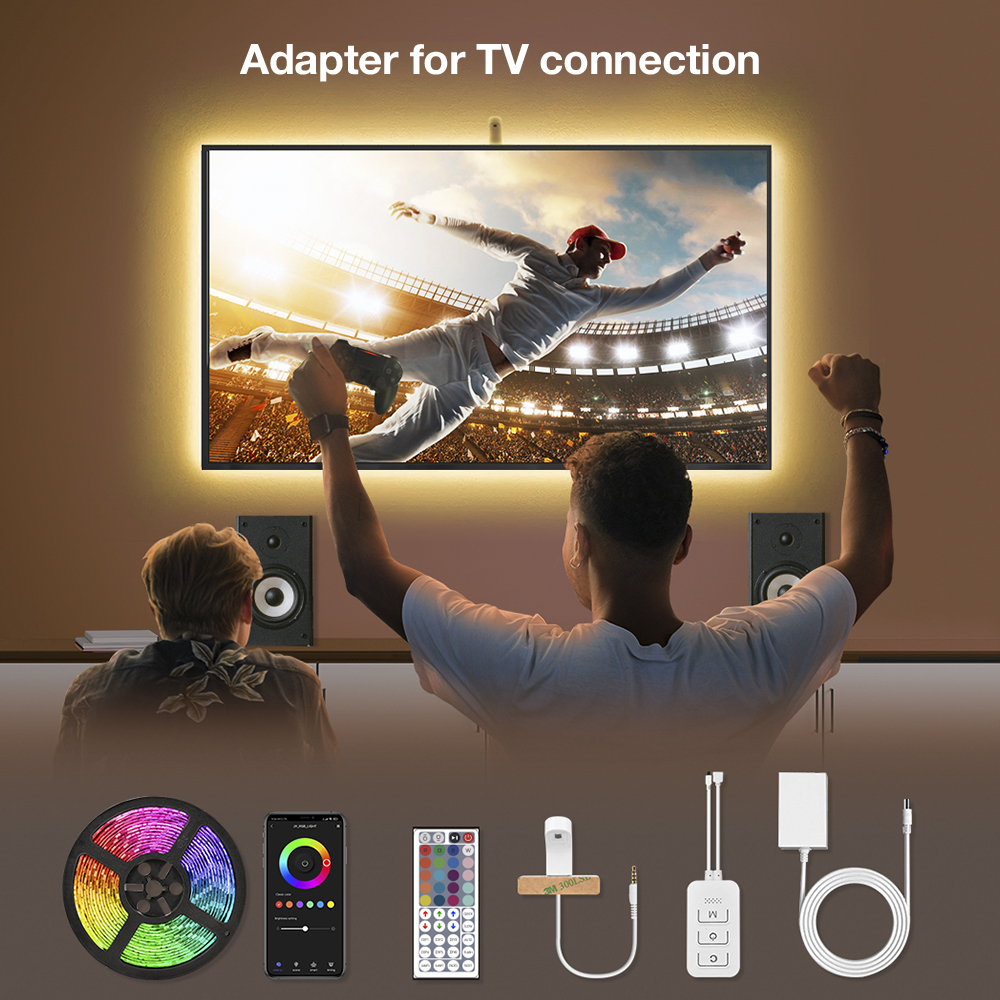 ʻO Smart-LR1321 RGB Dimming TV Backlight me ka Sensor a me ka Adapter Kiʻi Hōʻike ʻia