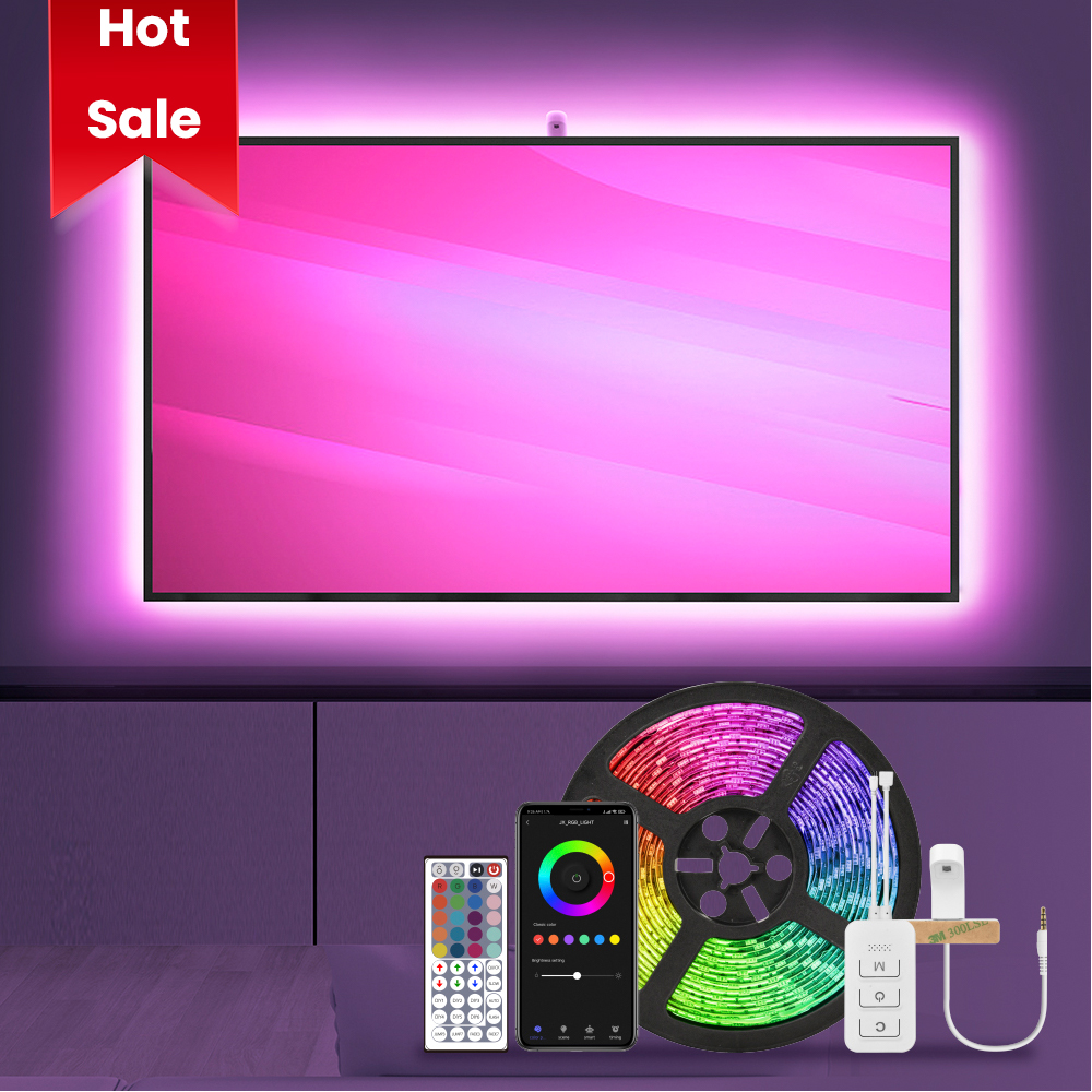 Smart-LR1321 RGB aptumšojošs televizora fona apgaismojums ar sensoru un adapteri
