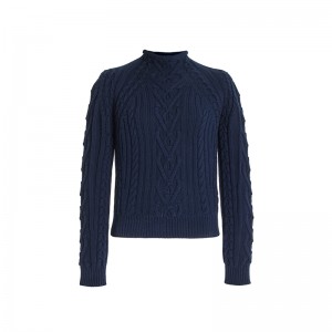 SS230728 Texture tricotée en tricot de coton avec haut légèrement court à encolure haute