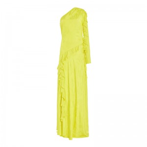 752 жута хаљина с воланом на једно раме Алејандра Алонсо дуга Мак хаљина