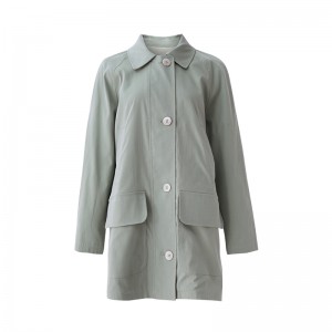 SS23107 Cotton Canvas Square Neck Laglan sleeve Vintage Mid Length Jacket Peleti