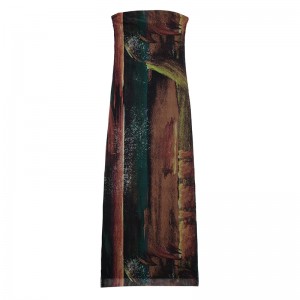 SS2397 Długa sukienka z siateczki z recyklingu, z pełnym nadrukiem i nadrukiem