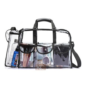 حقيبة حمل فرشاة ماكياج التجميل البلاستيكية الشفافة السوداء