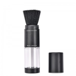 OEM Isi Ulang Sikat Kosmetik Retractable Kambing Lembut Sikat Makeup Rambut Sintetis Dispensing Powder Brush