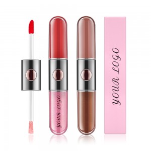 Double Ended Velvet Lip Gloss Private Label 2-in-1 Long Lasting Matte Shiny Liquid Lipstick