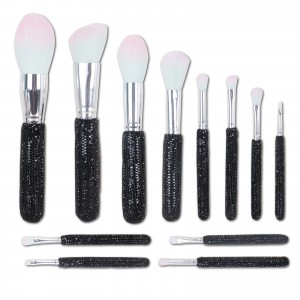 Customize Bling Crystal Makeup Brushes 12Pcs Professional Face Cosmetics Blending Liquid Foundation Make Up Beauty Tool