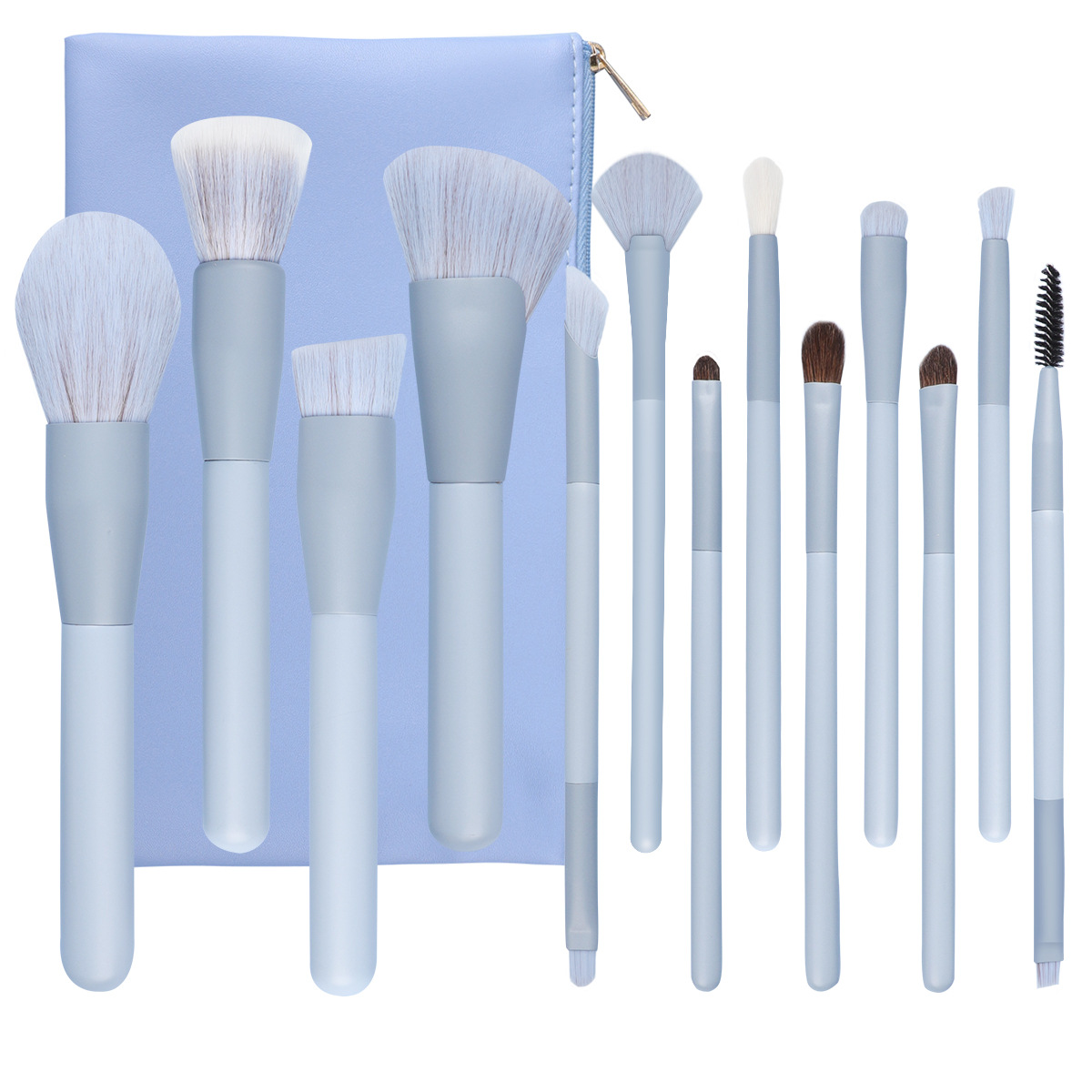 blue makeup brush set