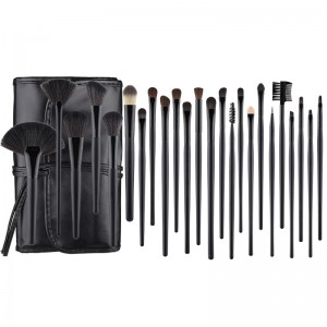 ປ້າຍຊື່ສ່ວນຕົວທີ່ມີຄຸນນະພາບສູງ Contour Concealer Flat Brow Black Custom Professional Wholesale 24pcs Makeup Brush Set with Bag