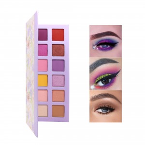 Paletka očních stínů s vlastním logem 12 barev Purple Eye Shadow Třpytivá matná kosmetika Paletka dlouhotrvajícího make-upu