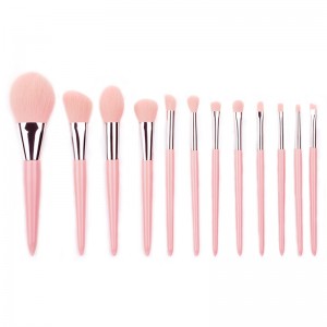 Асбобҳои махсуси Premium Make up Label 12Pcs Pink Synthetic Hair Kabuki Powder Lipstick Makeup Brush Sets