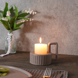 Manufacturer ODM High-quality Elegant Decorative Ceramic Square Striped Aromatherapy Candle Tray with handle