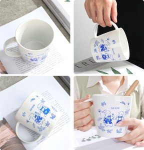 Manufacturer Modern Unique Classic Bunny Decals Ceramic Wide-Mouth Gift Mug
