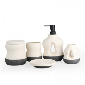 Home Hotel 5 Pieces Kiln-varnished Glazed Modern ODM Ceramic Bathroom Set Manufacturer
