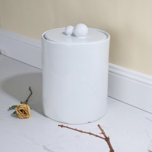 Decorative Ceramic Hotel Bathroom Toilet Accessory Elegant Ceramic V-Shaped Waste Bin Trash Can