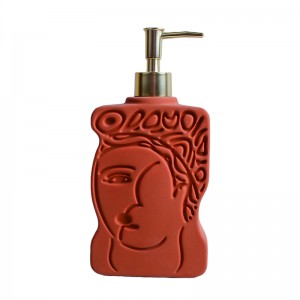 Hand Soap Lotion Press Empty Bottle Container Face Design Ceramic Hotel Soap Dispenser