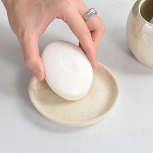 Custom OEM Round Shape Pearl Glaze Bathroom Ceramic Accessories Factory