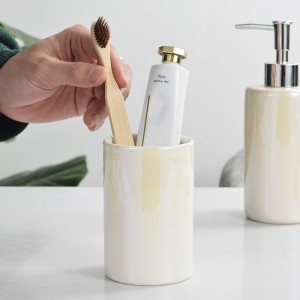 Manufacturer Round Shape Pearl Glaze Bath Set Ceramic Home Accessories Kitchen Bathroom