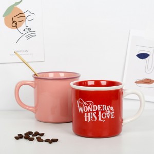 Factory Custom Logo Multi-colored Glaze Water Tea Coffee Enamel Ceramic Camping Mug