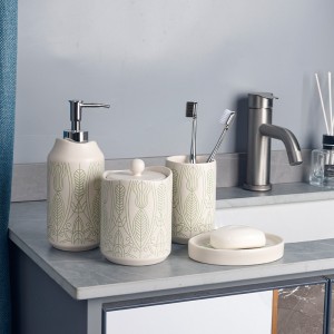Ceramic Factory veleprodajna visokokakovostna sodobna 4-delna vroča prodaja kopalniškega kompleta s svilenim tiskom