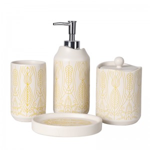 ʻO ka hale hana Ceramic Wholesale High Quality Modern Silk Print 4 Piece Hot Sale Bathroom Set