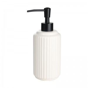 Hersteller Badezimmerprodukt Modernes 5-teiliges weißes vertikales Streifen-Set aus schlichter Keramik Badaccessoires