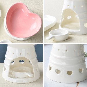 Salone Uffiziu Design in forma di cuore Candele in Ceramica Aroma Aroma Olio essenziale Bruciatore di aromaterapia