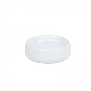 Manufacturer ODM Table Taas nga kalidad nga Ceramic White Ug Gray Flat Round Candle Holder