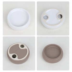 Fabricante ODM Table Candelabro redondo plano de cerámica de alta calidade branco e gris