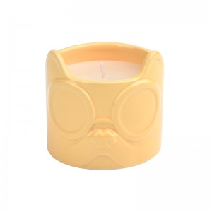 Supporto votivo da tavola Portacandele in ceramica per occhiali da sole in forma di testa di cane da 75 mm