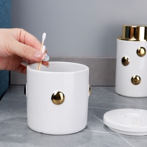 Keramik Factory Héich Qualitéit Modern Button Design White 4 Stéck Bath Sets Fir Hoteler Buedzëmmer Accessoiren