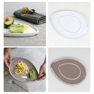 Gyártó ODM dekoratív kerámia mázas vízcsepp alakú reggeliző tányér
