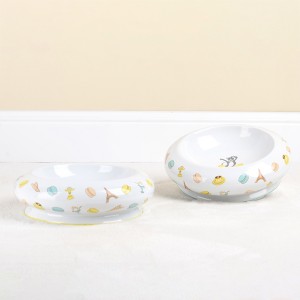 Proizvođač ODM Okrugla netoksična keramička zdjelica za hranjenje kućnih ljubimaca Rezana naljepnica koja se lako čisti