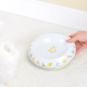 Производител ODM Лесна за почистване изрязана стикера кръгла нетоксична керамична купа за хранене на домашни любимци