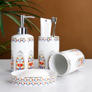 Set da bagno in porcellana ceramica di ispirazione gotica da 4 pezzi di alta qualità