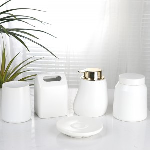 Chaw tsim tshuaj paus High Quality 5 Pieces Ceramic Soap Dispenser Full Set Bath Accessories