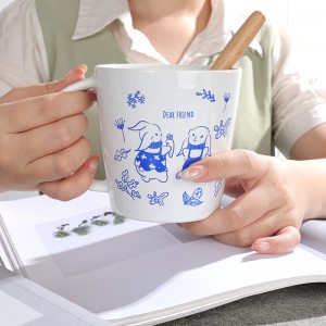 ຜູ້ຜະລິດ Modern Unique Classic Bunny Decals Ceramic Gift Mug