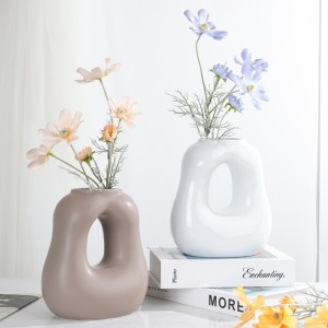 Vase créatif fluide en céramique, Tube rond décoratif moderne de haute qualité, fabricant
