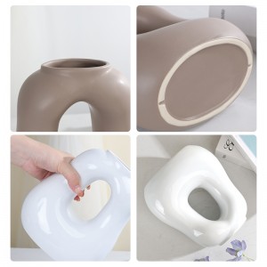 Pengilang Berkualiti Tinggi Hiasan Moden Ceramic Round Tiub Cecair Pasu Kreatif