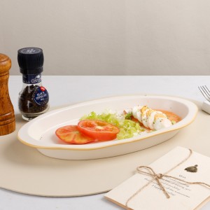 סט צלחות ארוחת ערב בצורת טבעת שנתית קרמיקה כלי שולחן עבודת יד בצורת טבעת שנתית