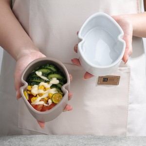 Výrobce Ručně vyráběná glazovaná personalizovaná keramická miska na zmrzlinu ve tvaru listu se lžičkou