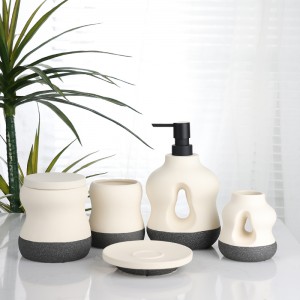 Home Hotel 5 Pieces Kiln-varnished Glazed Modern ODM Ceramic Bathroom Set Արտադրող