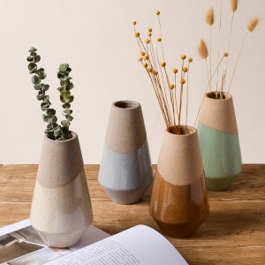 Jarrón de cerámica mate moderno de fábrica de cerámica para decoración de arreglos florales secos